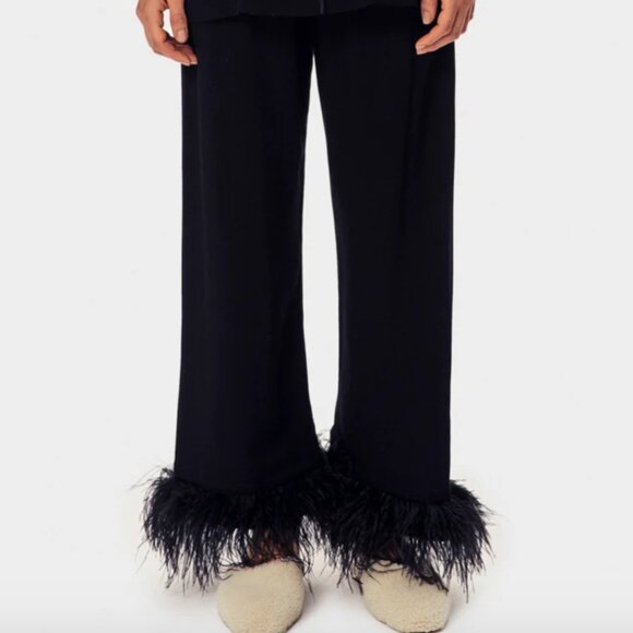 Party Pajamas Set with Detachable Feathers in Black - Picture 2 of 5